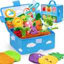 Baby Toys 6-12 Months, Montessori Sensory Garden Plush Set Vegetable Fruits, Baby Developmental Learning Toys with Rattle Squeaker Mirror Texture Tissue, Gifts for 6+ month old Boy Girl Christmas