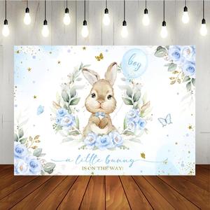 Lofaris Easter Rabbit Boy Baby Shower Backdrop Spring A Little Bunny is On The Way Decorations for Prince Birthday Background Newborn Baby Party Supplies Photo Booth Props 7x5ft