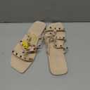 OMGard Womens Studded Sandals Jelly Shoes Ladies Flat, Beige Woman Summer Beach Jellies Slides with Rivets Dressy Cute Slippers Comfortable Slip On, 40
