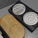 Ceramic Elevated Dog Bowls, Pet Food and Water Bowl Set for Medium and Small Dogs, 3.5 Cups Dog Bowls Raised with Wood Stand, 29OZ, White