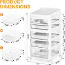 Rolling Cart with 5 Drawers, Clear Plastic Drawer Organizers, Dust Proof Under Desk Storage for Makeup, Skincare, Art Crafts and Baby Items, Acrylic Cosmetic Organizer with Dividers, Vanity Cart