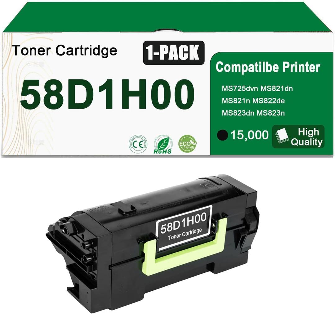 58D1H00 High Yield Toner Cartridge Use for MS725 MS821 MS822 MS823 MS824 MS825 MS826 MX721 MX722 MX725 MX822 MX824 MX826 Printers (1 Black)