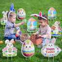 8 Pcs Easter Yard Decorations Outdoor,Easter Egg Decorations for Outside,Bunny Yard Sign with Stakes,Easters Party decor,Outdoor lawn decor Egg and bunny