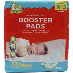 Diaper Booster Pads Overnight, Stop Overnight Leaks, Diaper Inserts with Adhesive for Sensitive Skin  Fits Newborn, Size 1, 2, 3  Diaper Liners for Baby Boys & Girls  32 ct