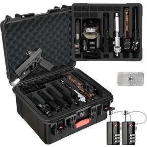 Pistol Case for Multi Handguns - Hold Multiple Pistols & Magazines, Pre-cut Waterproof Hard Shell Box, TSA Approved Pistol Case for SIG Sauer, Smith & Wesson, for Colt, for Revolver, for Glock