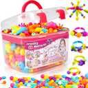 FUNZBO 520+ Snap Pop Beads - Beads for Jewelry Making Kit, Arts and Crafts for Kids Ages 4-8, Toys for Girls Age 3 4 5 6 7 Years Old Birthday Gifts, Bracelet Necklace Ring Snap Set for Little Girls (Medium)