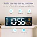Digital Wall Clock Large Display, 16.2 Inch , LED Digital Clock with Remote Control for Living Room Decor, Automatic Brightness Dimmer with Date Week Temperature (Orange)