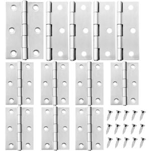 12 PCS 2.5 inches Modern Stainless Steel Hinges, Silver, Brushed, Polished, Surface Mount, 12 Count