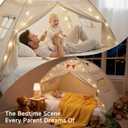 Sumbababy Twin Bed Tent for Kids Indoor, Toddler Bed Canopy with Star Lights & Flags, Twin Size Teepee Tents for Boys Girls Inside Bedroom (Golden Beige)