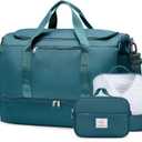 Extra Large Travel Duffle Bag,Carry on Overnight Weekend Bag with Shoes Compartment,Weekender Bags for Women for Travel Business Trips Sport Hospital,3 Pcs,Peacock Blue