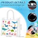 Supervitae 36 Pcs Sea Animal Clear Favor Bags with Handle Reusable Plastic PVC Gift Bag Goodies Treats Wrap Totes for Birthday Wedding Graduation Party Supplies, 8 x 8 x 3.15 Inch