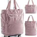 BAGSMART Rolling Duffle Bag with Wheels, Travel Duffel Luggage Bag for Women, Water Repellent Heavy Duty for Travel Camp, Pinkish-purple, Medium, 48L