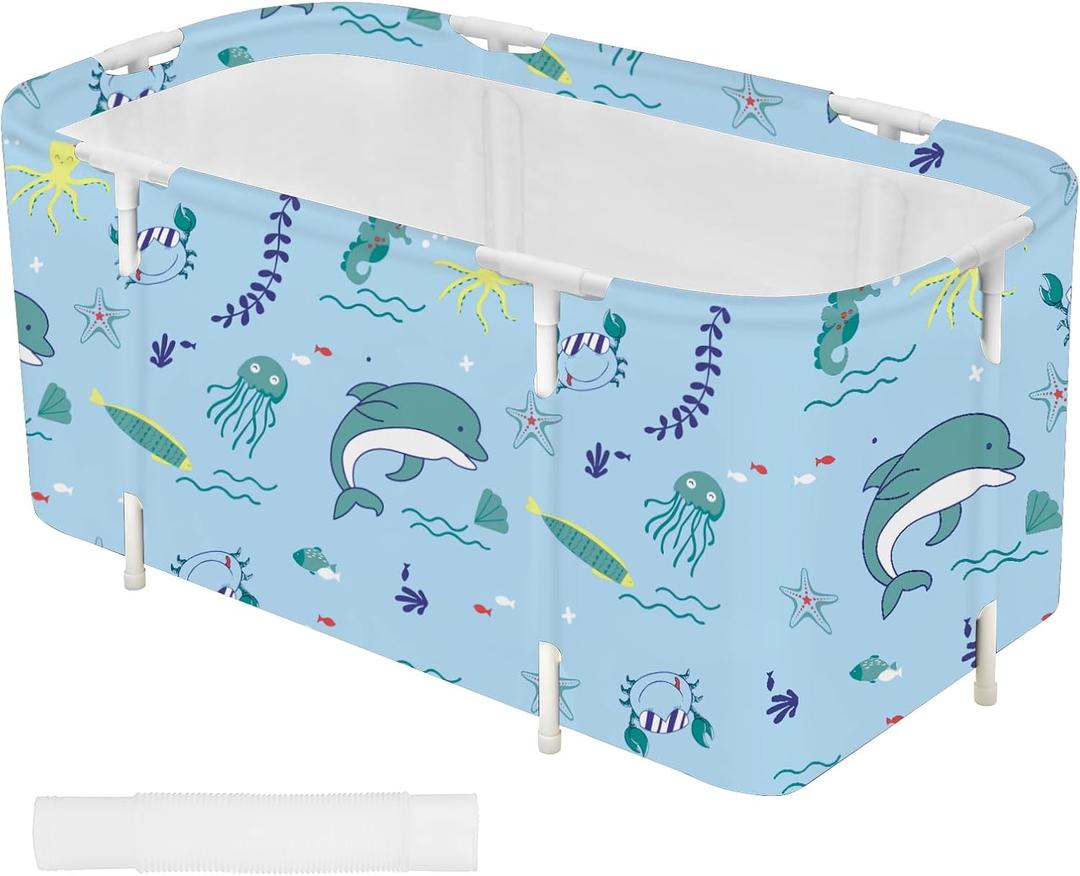 STARBRILLIANT Portable Foldable Bathtub,Soaking Standing Bath Tub for Shower Stall, Easy to Assemble Collapsible Bathtub, Suitable for Travel, Camping and Outdoor Activities (45inch)