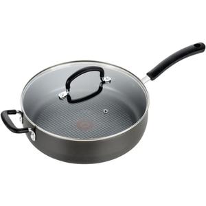 T-fal Ultimate Hard Anodized Non Stick Jumbo Cooker With Lid & Helper Handle 5 Quart, Oven Broiler Safe 400F, Lid Safe 350F, Cookware, Deep Frying Pan, Skillet, Pots and Pans, Dishwasher Safe, Grey