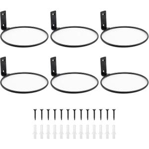 6 Pack 6 Inch Wall Flower Pot Holder Ring Plant Hanger, Metal Planter Hooks Wall Mounted Bracket Heavy Duty for Outdoor Indoor