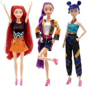 3-Pack Demon Witch Figure Hunter Merch: 11.5" Poseable Anime Action Doll Set, Kpop Style Cake Toppers, Easter Egg Fillers, Spring Basket Stuffers, Kids Birthday Party Favors & Desktop Decorations