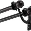 Kenney KN85000 Scroll Ball End Standard Decorative Window Double Curtain Rod, 28-48" Adjustable Length, Black Finish, 5/8" Diameter Steel Tubes