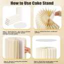 Urban Deco Cylinder Stands for Party, 8PCS Cake Pedestal Stands for Parties, Foldable Cardboard Pillars with Acrylic Disc, Cilindros para Fiestas Redondos Blancos for Birthday Wedding Decor, White