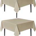 sancua Natural Square Tablecloths 54x54 Inch, 2 Pack - Fabric Table Cloth for Square or Round Tables, Washable Polyester Card Table Cover for Dinner, Holiday Party, Decorative Display Tables