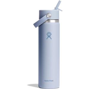 Hydro Flask Water Bottle - Insulated Stainless Steel - Wide Mouth Flex Straw Lid, Non Spill, Leakproof and Refillable in 24 Oz Surf Blue