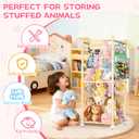 DUOQNY Stuffed Animal Storage, Wood Plush Toy Storage Organizer, Large Capacity Toy Cage with DIY Plaque Hang Small Objects, Gift for Nursery Playroom Kidroom Bedroom (54-Inch)