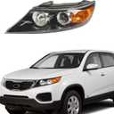 Left Headlight Assembly Driver Side W/O Bulb black Compatible with 2011 2012 2013 Kia Sorento KI2502143