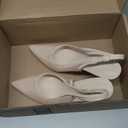 Coutgo Womens Mesh Slingback Kitten Heels Pointed Toe Low Heel Pumps Sexy Dress Shoes (10, Nude)