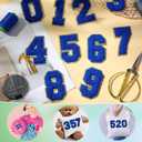 20 Pcs 3.15 in Chenille Iron on Numbers Patches Embroidery with Glitter Sequins Sew 0-9 Applique for DIY Clothing Team Uniform Sports T-Shirt Football Jeans Bags Decors(Blue)