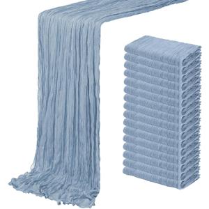 16 Pack Dusty Blue Cheesecloth Table Runner 20 x 120 inch Gauze Table Runners 10 FT Long,Semi Sheer Boho Cheese Cloth Fabric Table Runner Bulk for Wedding,Party,Baby Shower,Bridal Shower Decoration