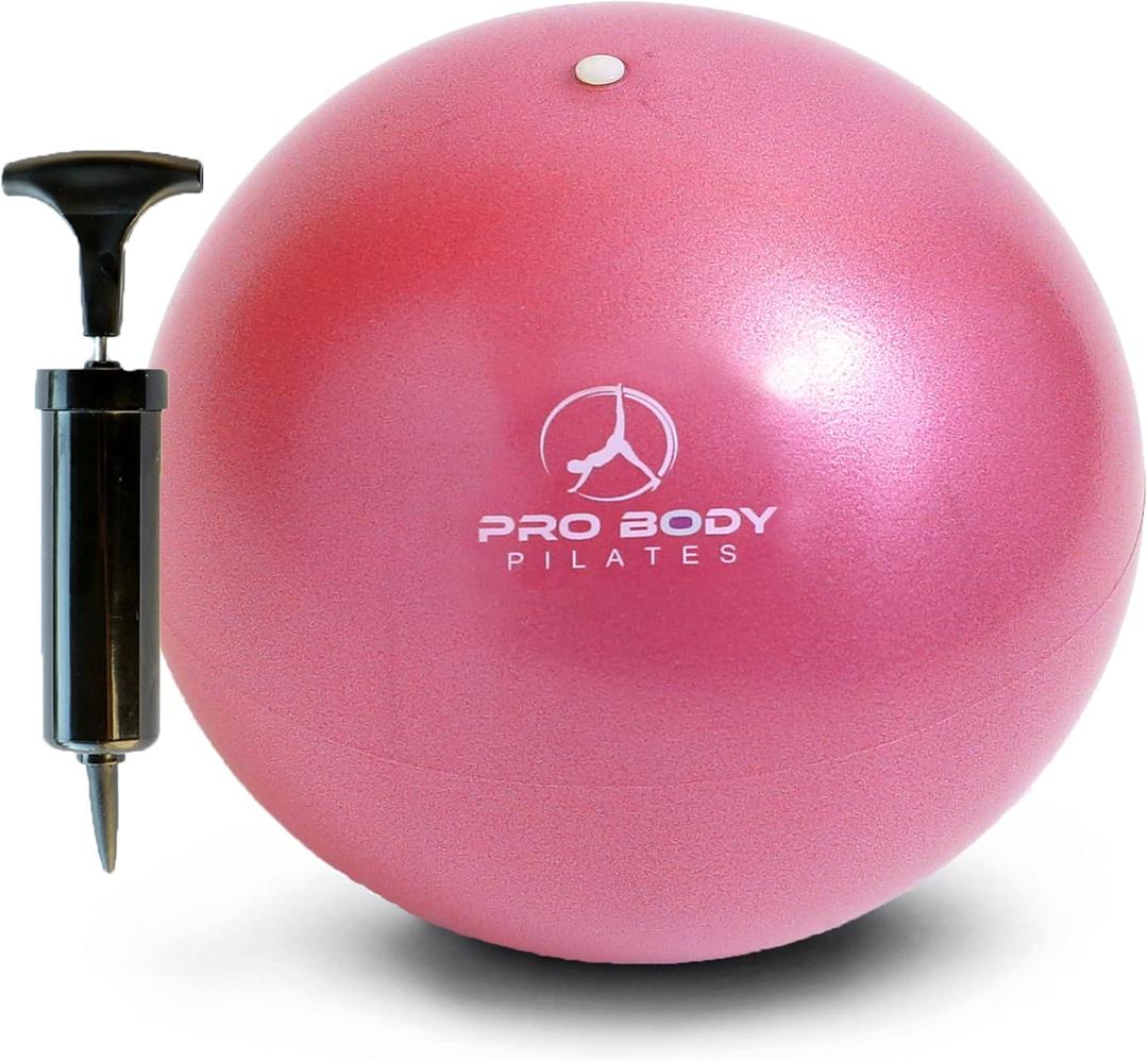ProBody Pilates Small Exercise Ball with Pump - 9 Inch Workout Ball for Stability, Barre, Yoga, Core & Physical Therapy (Pink)