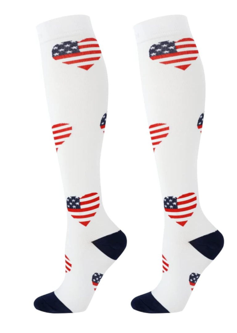 Junely Compression Socks for Women Knee High Festival Socks for Running Work Support Nurses Pregnancy Travel Amazon's Choice, Women 7-12 | Men 6-11
