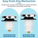Drain Stopper Compatible with Kohler Bath Tub - 1068204 Pop Up Cartridge Assembly Drain Plug Replacement Parts for Kohler K-7272, K-7271, K-7259 & K-7265 Bathtub Drain