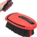 Carpet and Interior Cleaning Brushes, car wash Brush, Carpet Washing Brushes, Hard Bristle Detail Brushes, car and Home Interior Leather Brushes (Red)