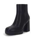 Rilista Womens Platform Boots Chunky High Heels Booties Square Toe Side Zipper Boots, 8, Black