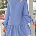 PRETTYGARDEN Womens Patchwork Sweatshirt Dress 2025 Fall Casual Long Sleeve Crewneck Pullover Cute Babydoll Mini Dresses (Sky Blue,X-Large)