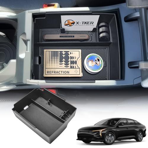 X-TKER Center Console Organizer Insert Tray Compatible with Kia K4 2025 2026 Accessories - 2025-2026 K4 Armrest Storage Box Middle Console Organizer Custom-fit Coin Card Holder Dual-Layer Storage ABS