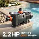 LEO In/Above Ground Pool Pump High Flow Powerful Self Priming Pool Pump,Deep Black