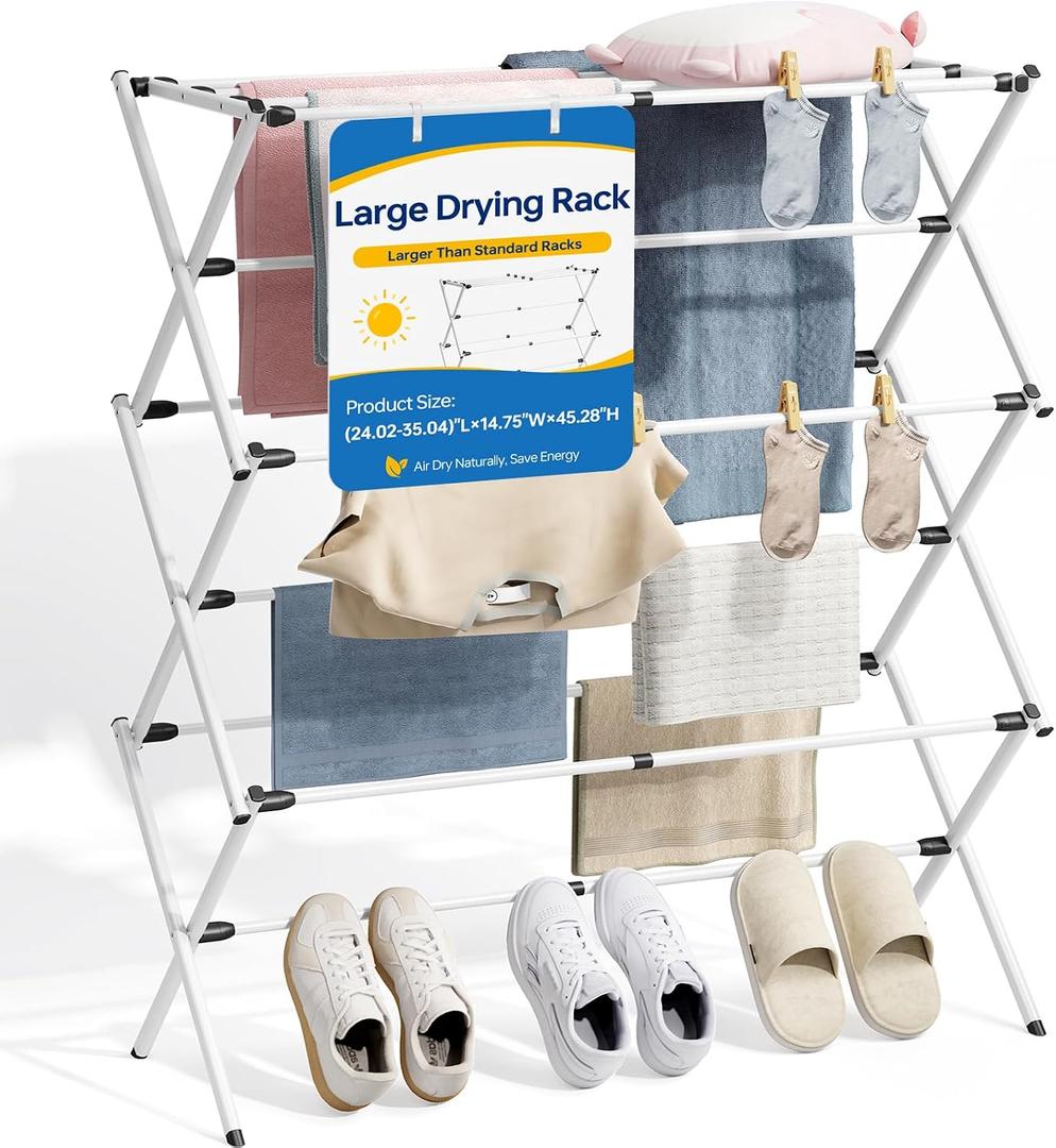 Oversized Clothes Drying Rack, 45.28" H x 14.57" D