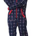 dressfan Unisex Pajamas Plaid Hooded Cozy Jumpsuit Zipper Onesie Christmas Pajamas , Size Small