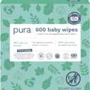 Pura Natural Sensitive Baby Wipes, 99% Water, Unscented & Hypoallergenic, Suitable for Sensitive & Eczema-prone Skin, Hypoallergenic, EWG Verified, 10 Pack of 60 Wet Wipes (600 Diaper Wipes) Bulk Buy