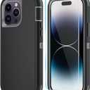 Phone Case for iPhone 14 Pro Case with HD Screen Protector, Heavy Duty Shockproof & DustProof & Dropproof 3-Layer Cover Phone Case for iPhone 14 Pro (6.1'') (BlackGrey)