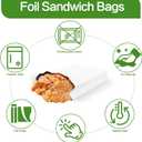 200 Pack Sandwich Wrappers, 10 Inch Aluminum Insulated Hot Dog Wrap Pouch, 4lb Foil Hamburgers Bags for Breakfast, Lunch, Food Truck, Burritos, BBQ, Fast Food, Serving, Grease Resistance | Foldable