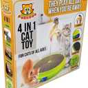 As Seen on TV - 4 in 1 Interactive Cat Toy, Feather Spring, Circle Ball Track, Mouse Holes, Scratch Pad - Replaceable, for Cats Exercise and Stimulation of All Ages