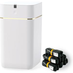 Airdeer Automatic Trash Can, 4 Gallon Self Sealing and Self-Changing Smart Trash Can, Motion Sensor, Touchless Garbage can with lid for Kitchen Bathroom Office, 6 Refill Rings(A1, Golden line)
