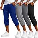 August Alley 4 Pack Men's Capri Joggers, 4-Color, Large (Gray)