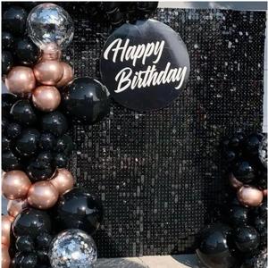 Maytopia Black Shimmer Wall Backdrop Sequin Wall Panels Photo Booth Props Wall Decoration Party Backdrop Decoration for Birthday Bridal Shower Wedding Anniversary Party