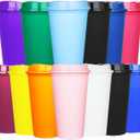 Ankeli 16 oz Coffee Cups with Lids, 13 Pack Plastic Cups, Colorful Coffee Tumbler, Reusable Leak and Spill Proof, Bulk Party Tumble