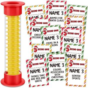 Christmas Party 5 Second Game, 72 Cards and Red 5 Second Hourglass Family Card Game Night with Galentine Family Friends Galentines Day for Ages 17+