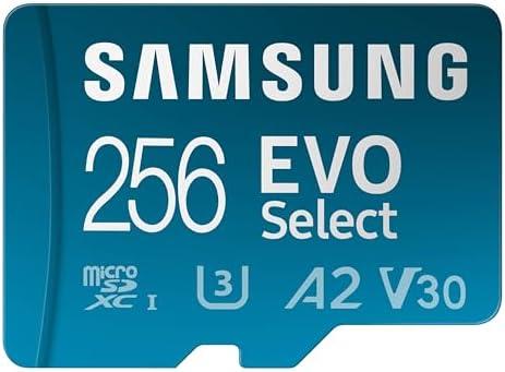 Samsung EVO Select microSDMemory Card + Adapter, 256GB microSDXC, Up-to 160 MB/s, 4K UHD, UHS-I, C10, U3, V30, A2, for Mobile Phone, Smartphones, Nintendo-Switch, and Tablets (MB-ME256SA/AM)