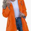 Kikibell Rain Jacket Women Striped Lined Hooded Lightweight Raincoat Outdoor Waterproof Windbreaker, XL